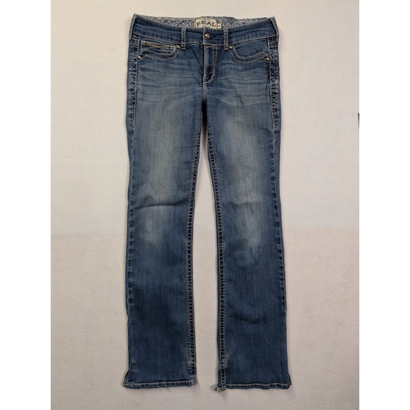 Ariat Denim - Ariat Womens Real Denim Bootcut Jeans 30L Workwear Embroidered Blue